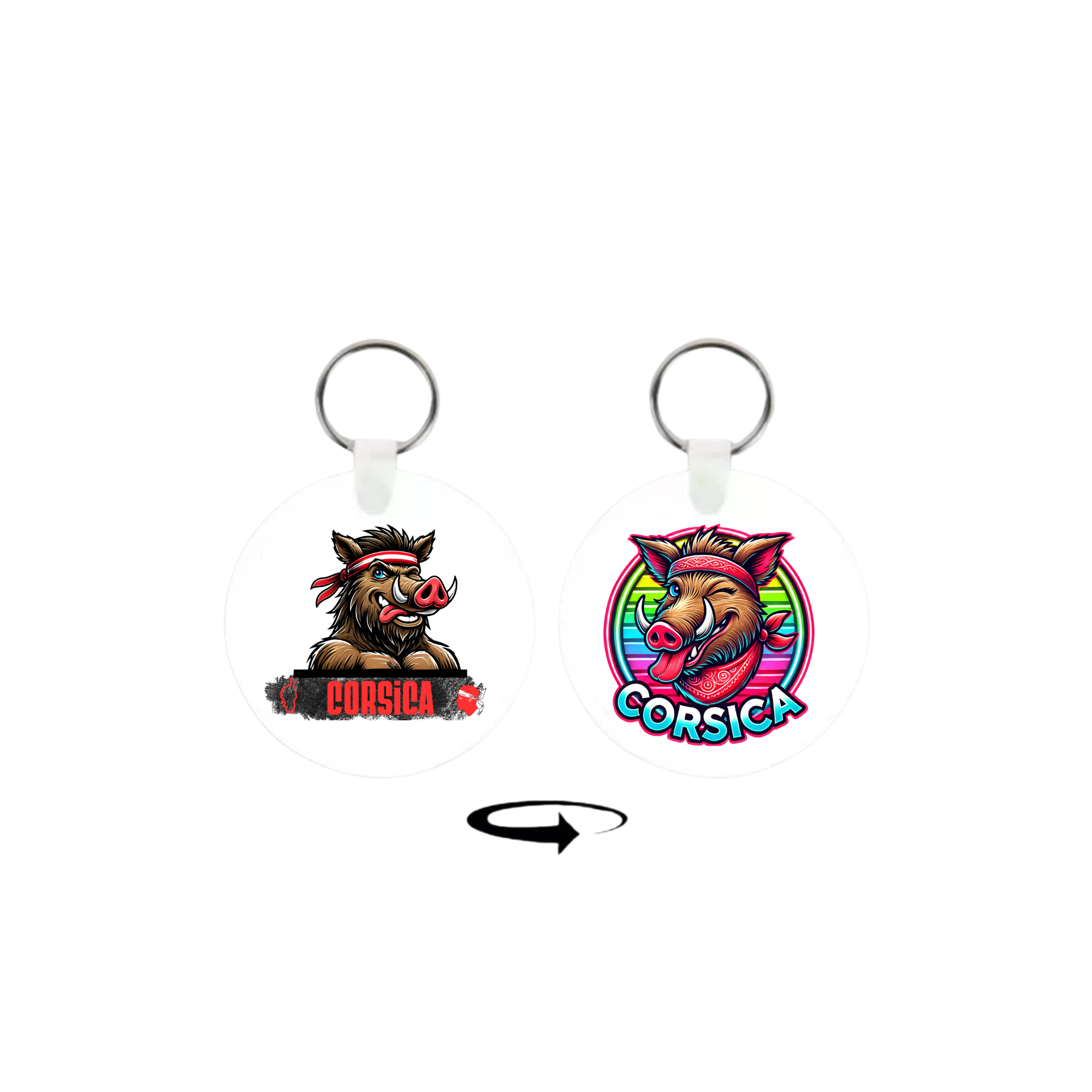 Porte-clés métal rond double face personnalisable